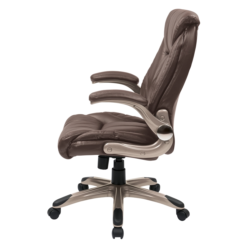 Scranton & Co Faux Leather Mid Back Manager's Chair in Cocoa Brown