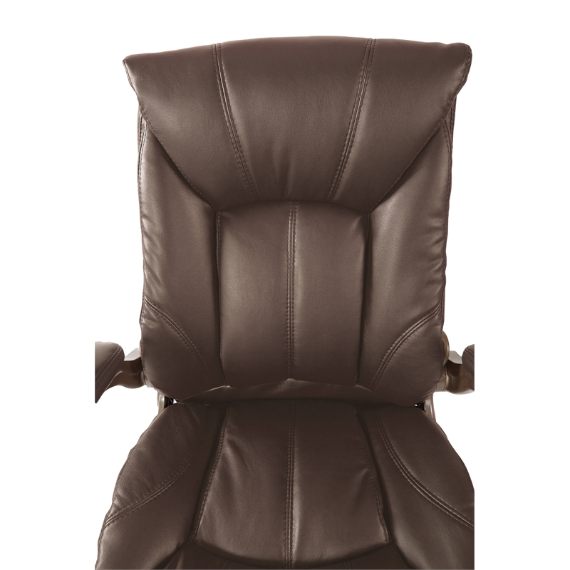 Scranton & Co Faux Leather Mid Back Manager's Chair in Cocoa Brown