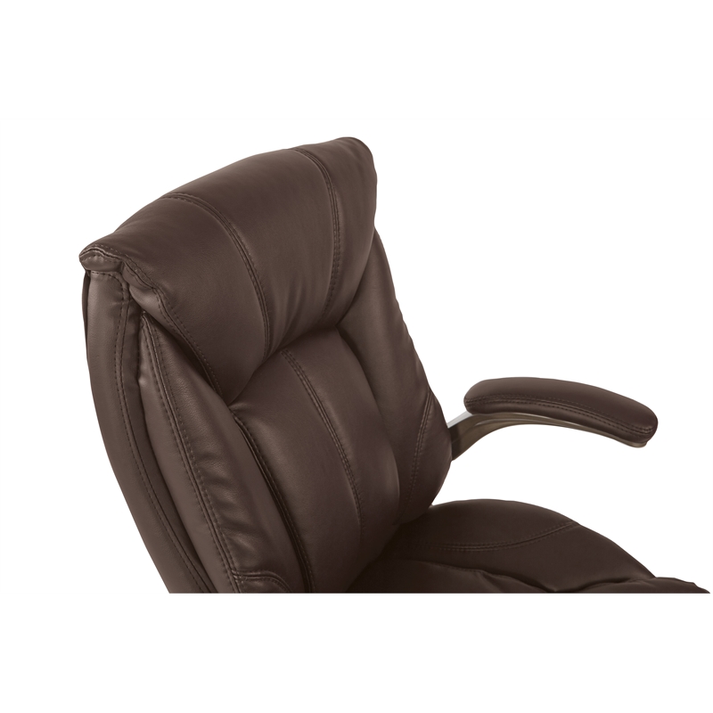 Scranton & Co Faux Leather Mid Back Manager's Chair in Cocoa Brown