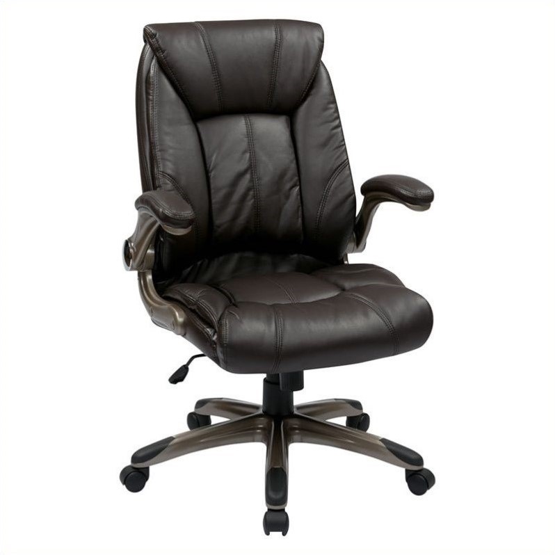 Scranton & Co Faux Leather Mid Back Manager's Chair in Cocoa Brown