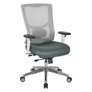 Scranton & Co White Mesh Mid Back Chair with Gray Fabric Mesh Seat