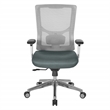 Scranton & Co White Mesh Mid Back Chair with Gray Fabric Mesh Seat