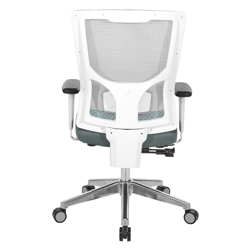 Scranton & Co White Mesh Mid Back Chair with Gray Fabric Mesh Seat