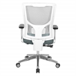 Scranton & Co White Mesh Mid Back Chair with Gray Fabric Mesh Seat
