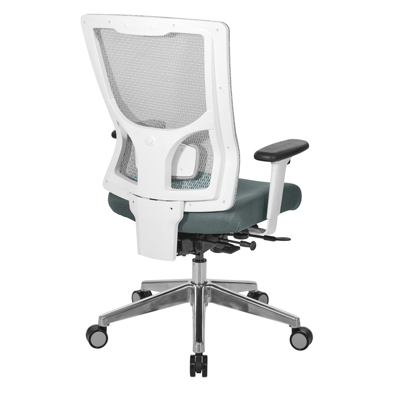 Scranton & Co White Mesh Mid Back Chair with Gray Fabric Mesh Seat