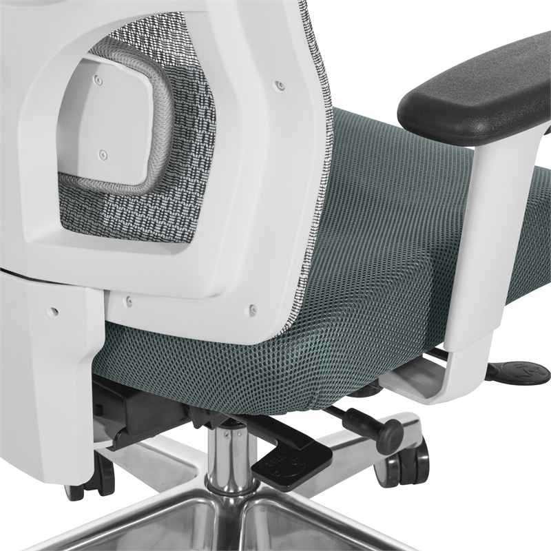 Scranton & Co White Mesh Mid Back Chair with Gray Fabric Mesh Seat