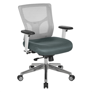 Scranton & Co Contemporary White Mesh Mid Back Chair with Gray Mesh Seat