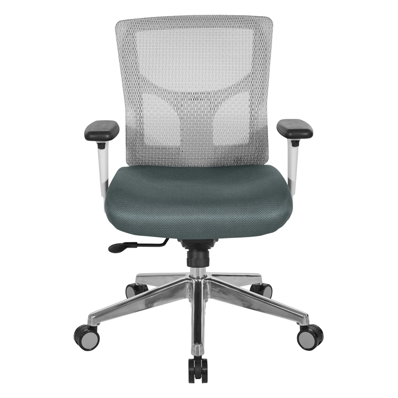Scranton & Co Contemporary White Mesh Mid Back Chair with Gray Mesh Seat