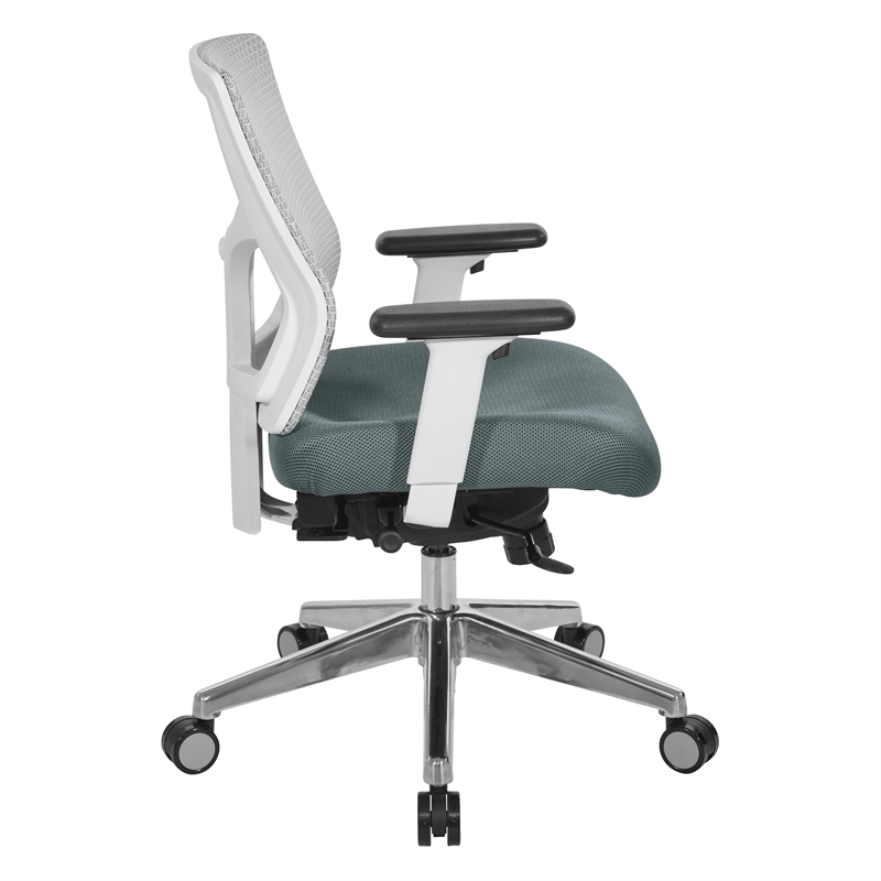 Scranton & Co Contemporary White Mesh Mid Back Chair with Gray Mesh Seat