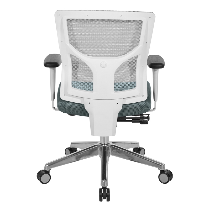 Scranton & Co Contemporary White Mesh Mid Back Chair with Gray Mesh Seat