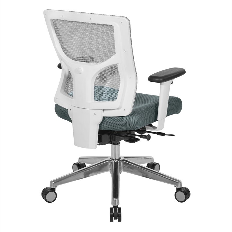 Scranton & Co Contemporary White Mesh Mid Back Chair with Gray Mesh Seat