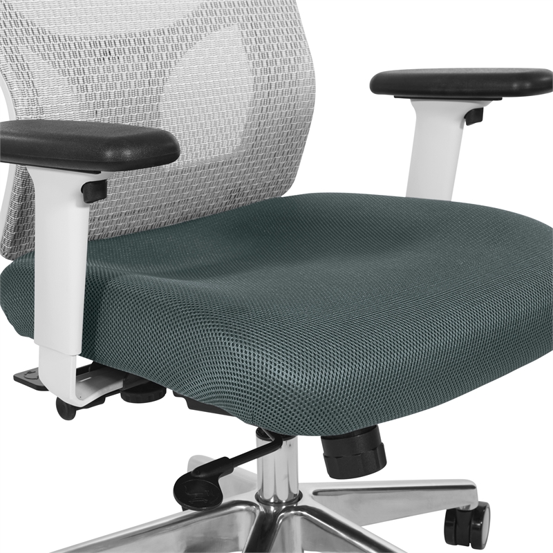 Scranton & Co Contemporary White Mesh Mid Back Chair with Gray Mesh Seat