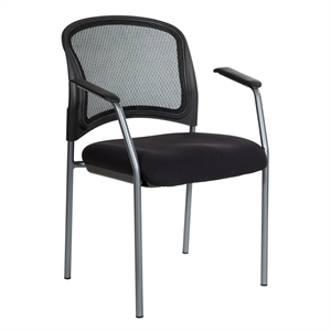Scranton & Co Black Mesh Back Visitor's Chair with Arms - Titanium Frame