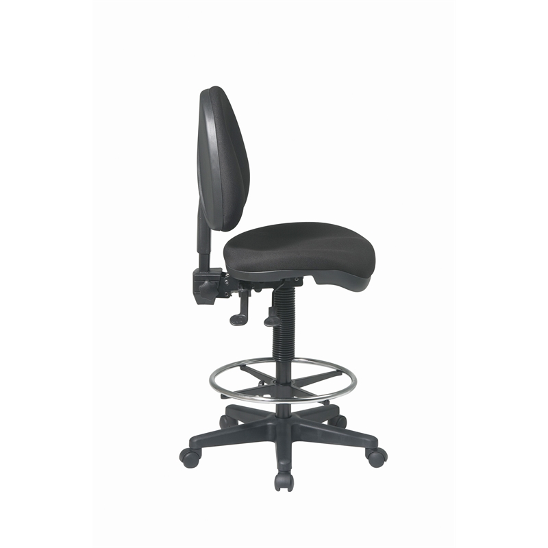 Scranton & Co Ergonomic Black Fabric Drafting Chair with Footring