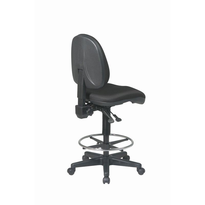 Scranton & Co Ergonomic Black Fabric Drafting Chair with Footring