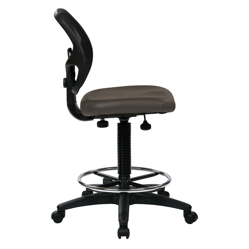 Scranton & Co Brown Fabric Mesh Back Drafting Chair with 18