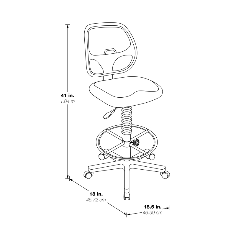 Scranton & Co Brown Fabric Mesh Back Drafting Chair with 18