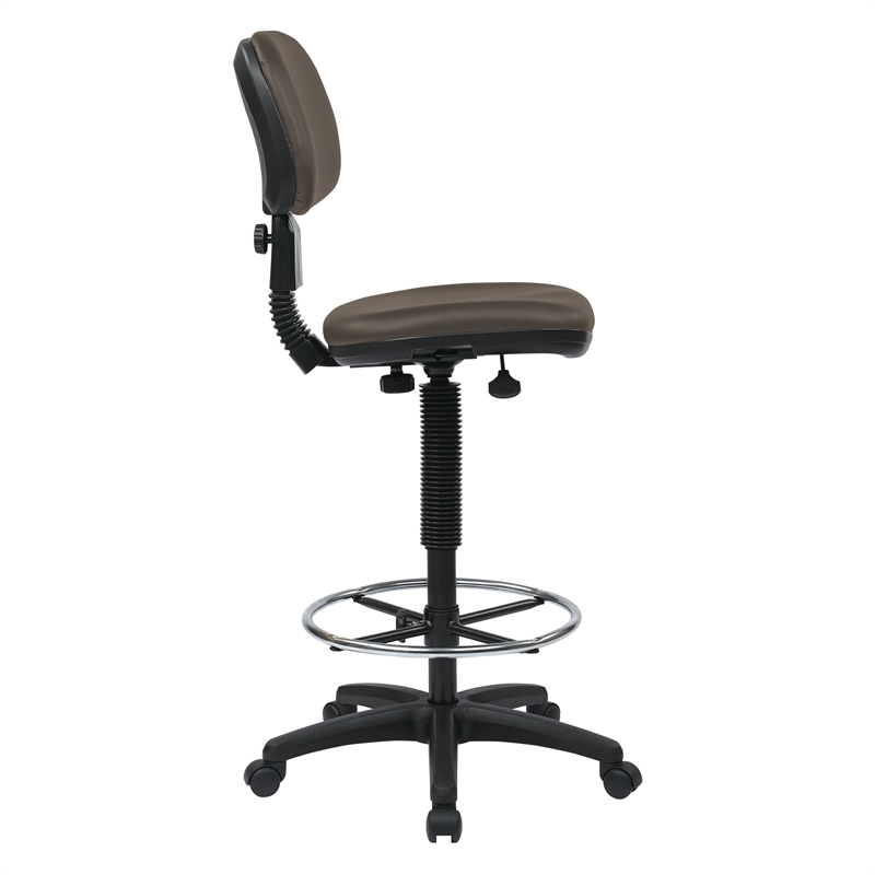 Scranton & Co Brown Vinyl Drafting Chair with Adjustable Foot Ring