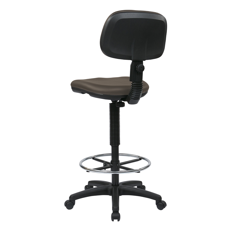 Scranton & Co Brown Vinyl Drafting Chair with Adjustable Foot Ring