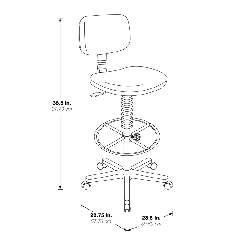 Scranton & Co Brown Vinyl Drafting Chair with Adjustable Foot Ring