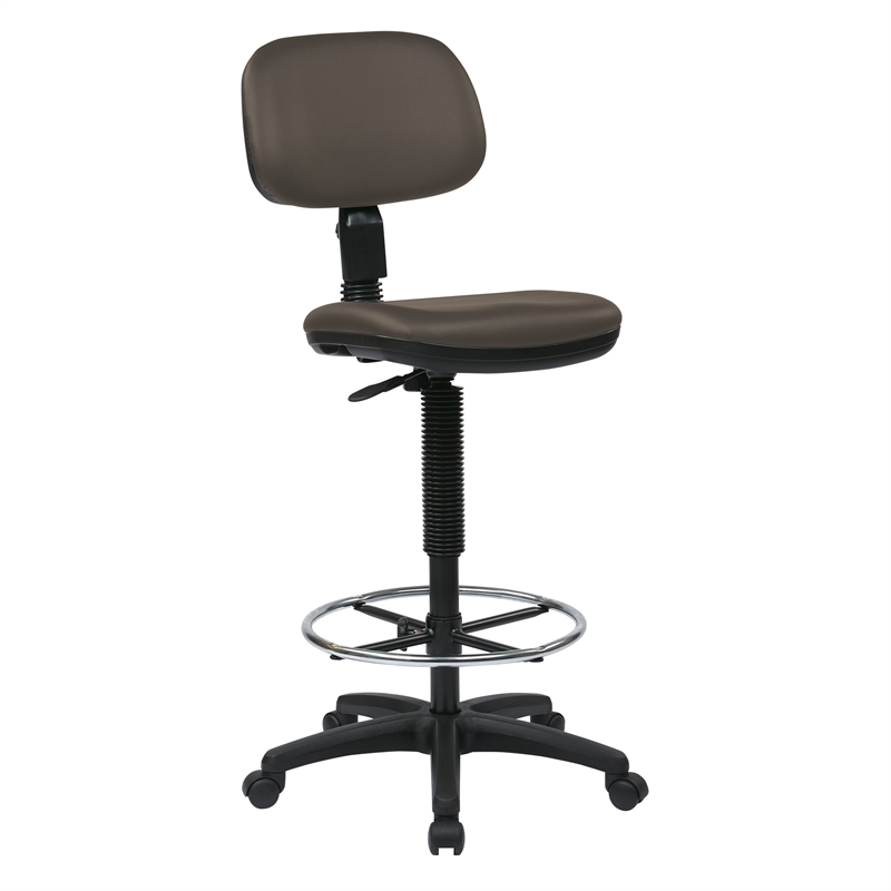 Scranton & Co Brown Vinyl Drafting Chair with Adjustable Foot Ring