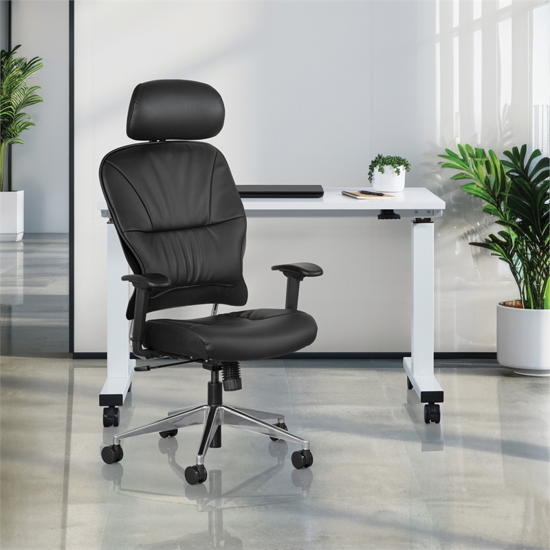 Scranton & Co Black Bonded Leather Manager's Chair with Arms