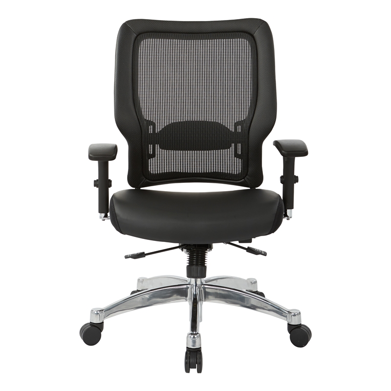 Scranton & Co Black Vertical Mesh Manager's Chair - Leather Seat