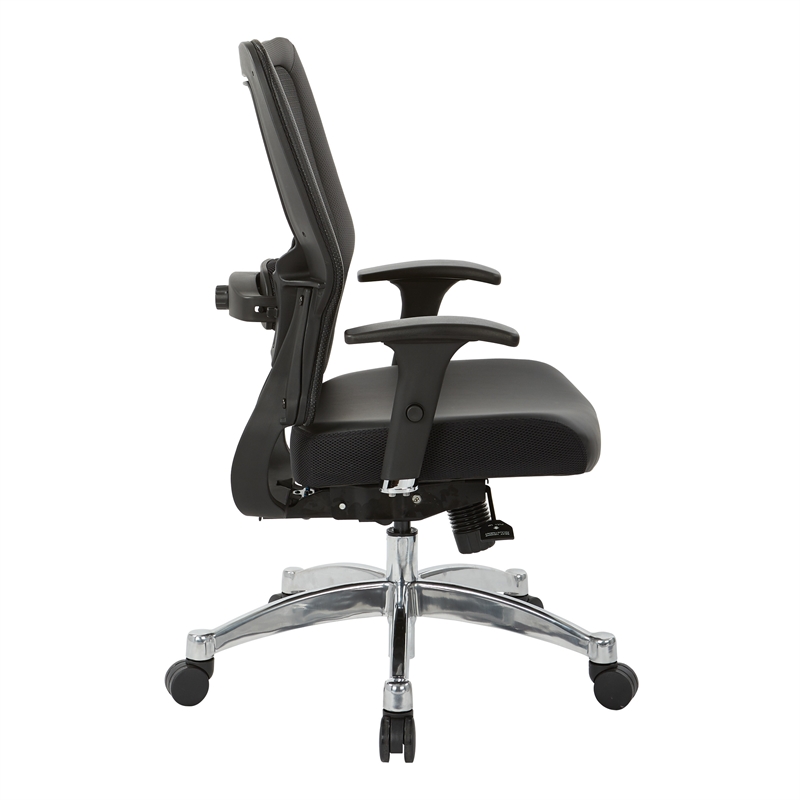 Scranton & Co Black Vertical Mesh Manager's Chair - Leather Seat