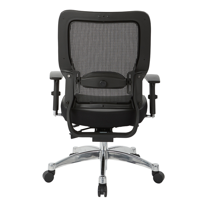 Scranton & Co Black Vertical Mesh Manager's Chair - Leather Seat