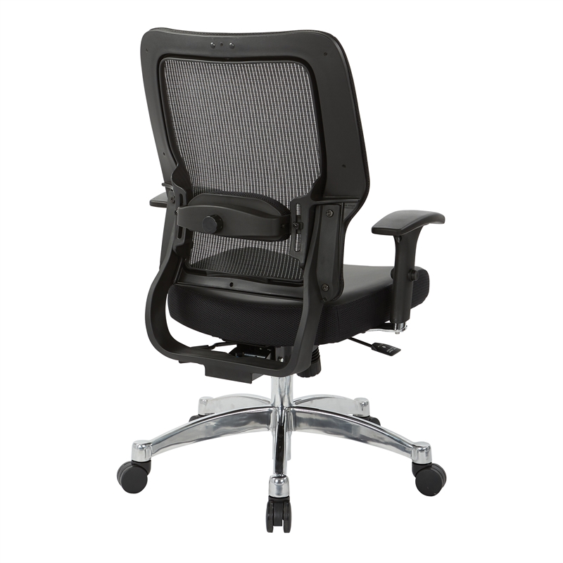 Scranton & Co Black Vertical Mesh Manager's Chair - Leather Seat