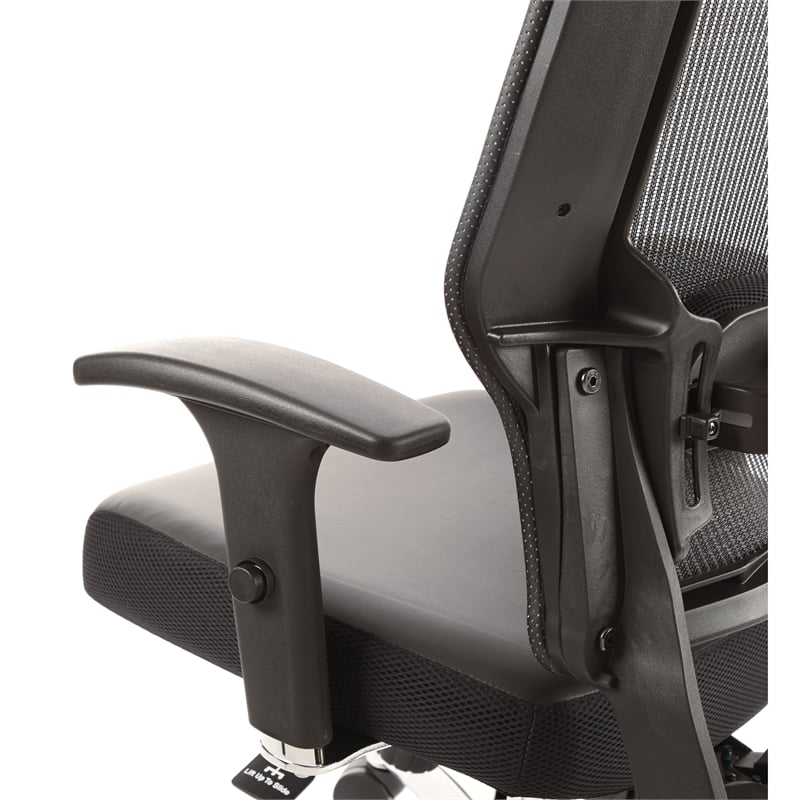 Scranton & Co Black Vertical Mesh Manager's Chair - Leather Seat