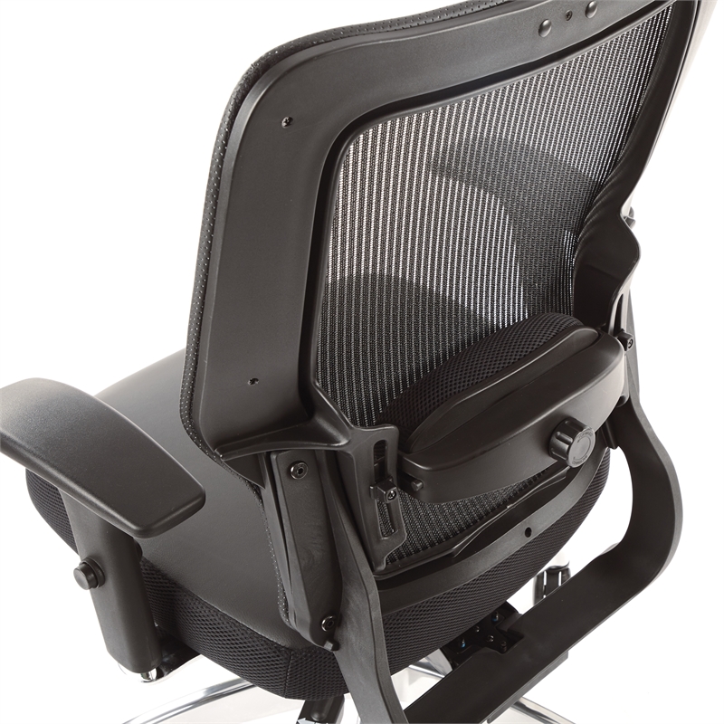 Scranton & Co Black Vertical Mesh Manager's Chair - Leather Seat