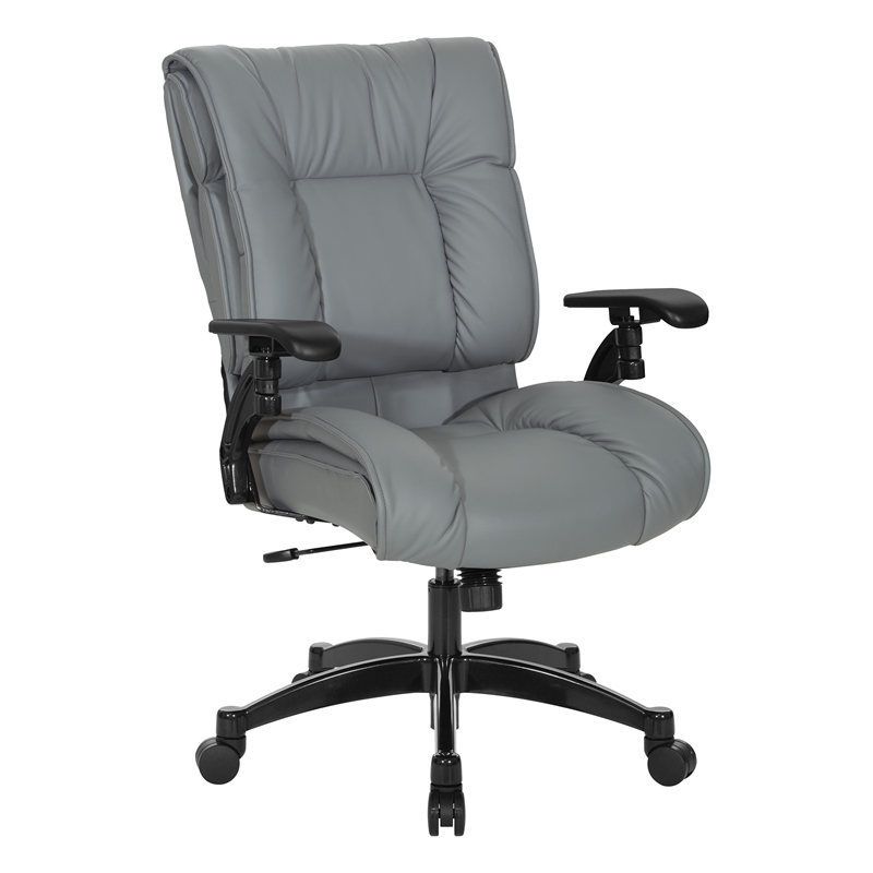 Scranton & Co Charcoal Grey Leather Conference Chair with Arms