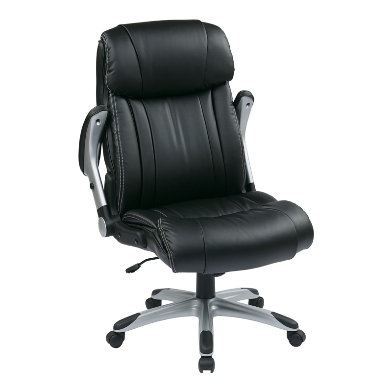 Scranton & Co Executive Leather Office Chair in Silver and Black