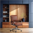 Scranton & Co Mid-Back Manager's Chair in Saddle Brown Faux Leather