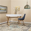 Scranton & Co Modern Bucket Chair in Navy Blue Faux Leather - Gold