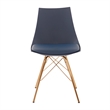 Scranton & Co Modern Bucket Chair in Navy Blue Faux Leather - Gold