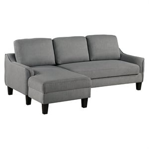 Scranton & Co Chaise Sleeper Sofa in Gray Fabric with Black Legs