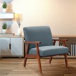 Scranton & Co Mid-Century Arm Chair in Sea Blue - Espresso Frame