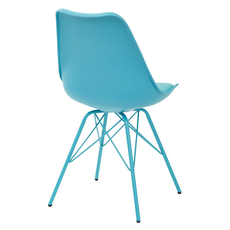 Scranton & Co Mod-Inspired Side Chair in Teal Blue - 4-Leg Base