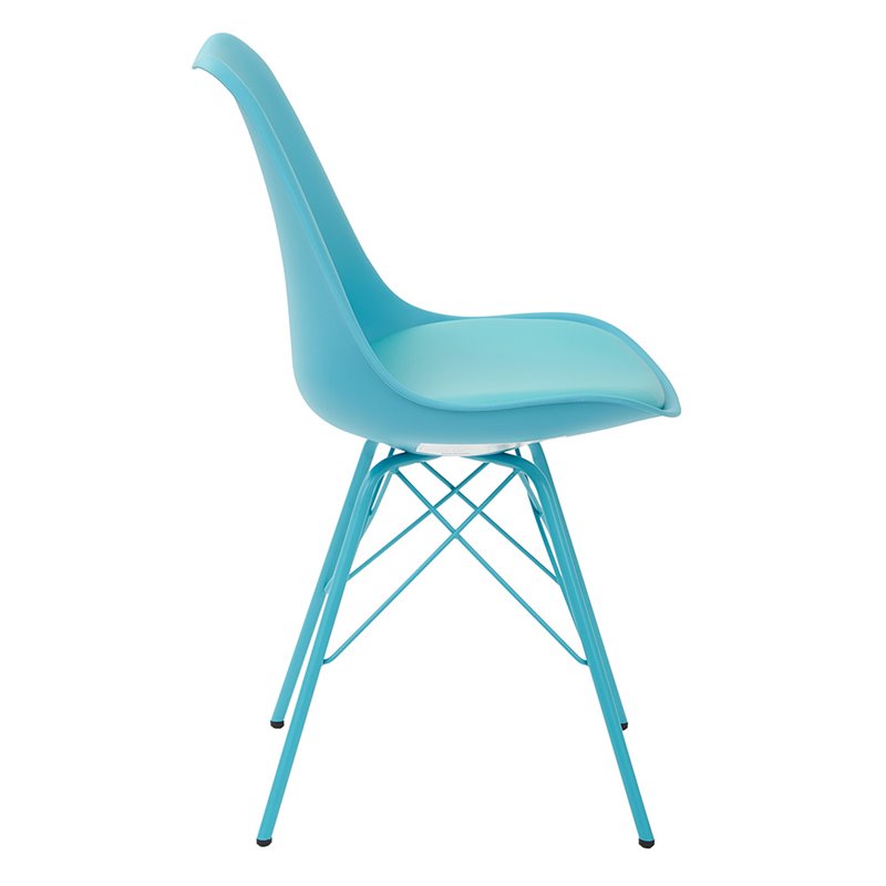 Scranton & Co Mod-Inspired Side Chair in Teal Blue - 4-Leg Base