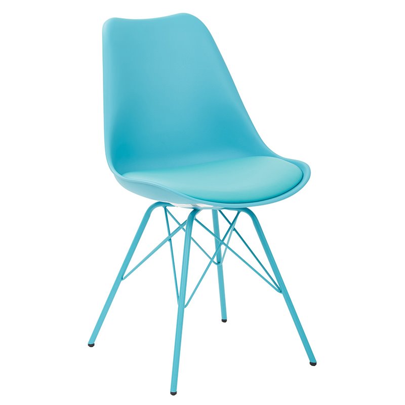 Scranton & Co Mod-Inspired Side Chair in Teal Blue - 4-Leg Base