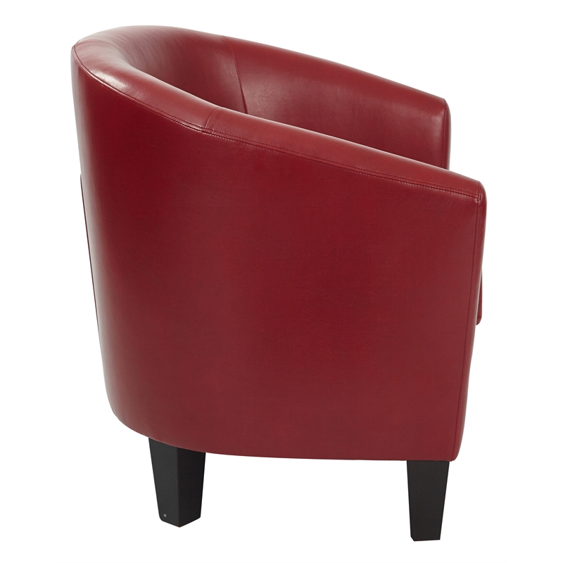 Scranton & Co Tub Chair in Cranberry Red Faux Leather - Espresso Legs