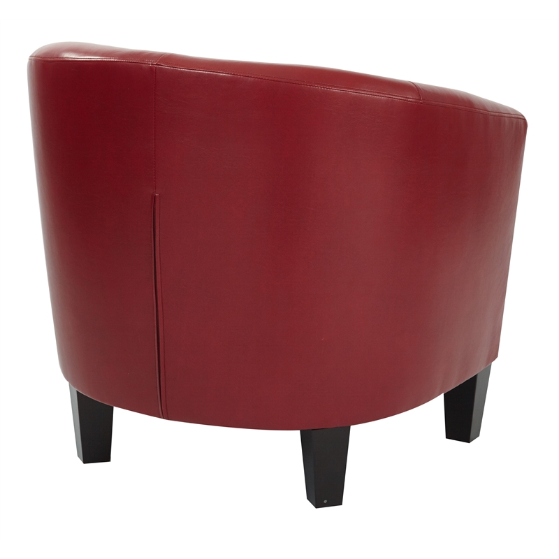 Scranton & Co Tub Chair in Cranberry Red Faux Leather - Espresso Legs