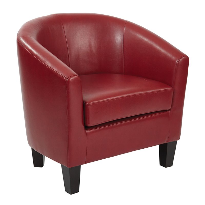 Scranton & Co Tub Chair in Cranberry Red Faux Leather - Espresso Legs