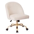 Scranton & Co Mid-Back Office Chair in Oyster Beige Velvet - Gold Base