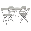 Scranton & Co 5-Piece Folding Table and Chair Set in Light Gray