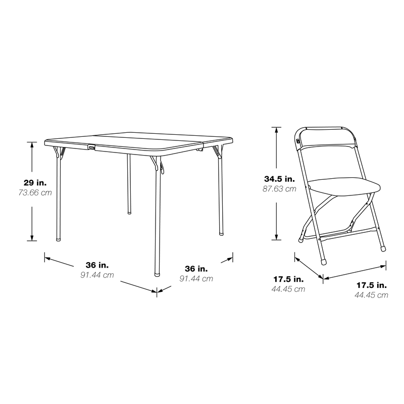 Scranton & Co 5-Piece Folding Table and Chair Set in Light Gray