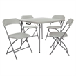 Scranton & Co 5-Piece Folding Table and Chair Set in Light Gray