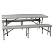 Scranton & Co 3-Piece 6 Ft Folding Table and Bench Set - Light Gray